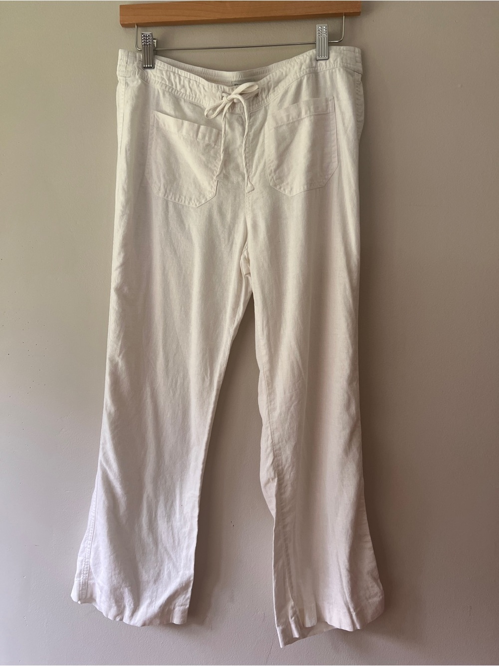 Per Se Cream Wide-Leg Drawstring Jeans